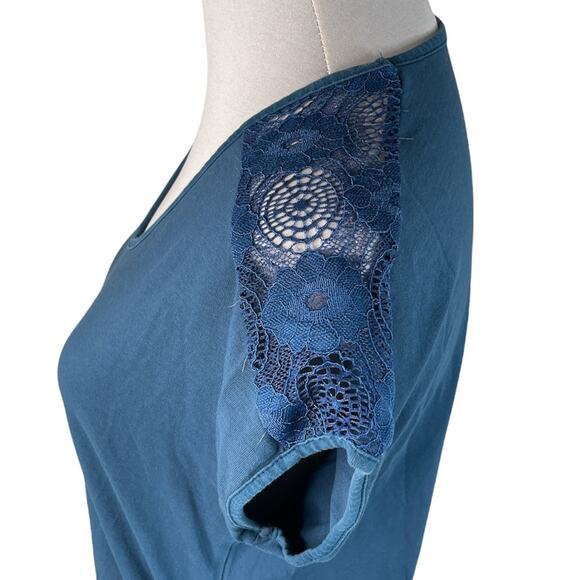 Flutter & Kick Maternity V Neck Short Sleeve Shirt Teal Size Medium - Picture 6 of 10